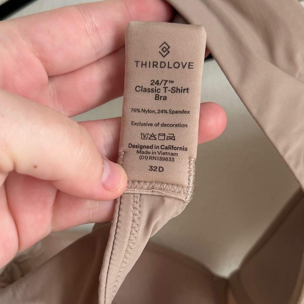 Thirdlove 24/7 Classic T-Shirt Bra Taupe Nude 32 D - Picture 4 of 5